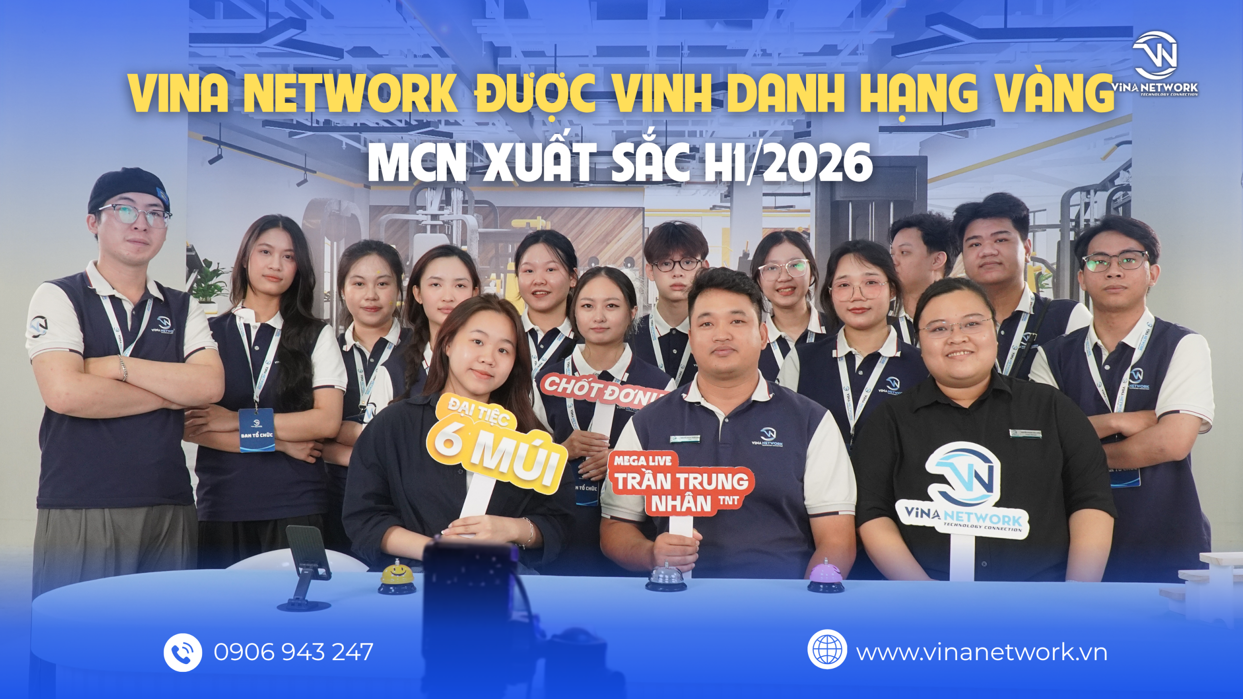 VINA NETWORK ĐƯỢC VINH DANH HẠNG VÀNG – MCN XUẤT SẮC H1/2026 TỪ TIKTOK SHOP VIỆT NAM